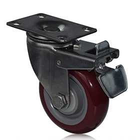 4寸不銹鋼PU剎車輪